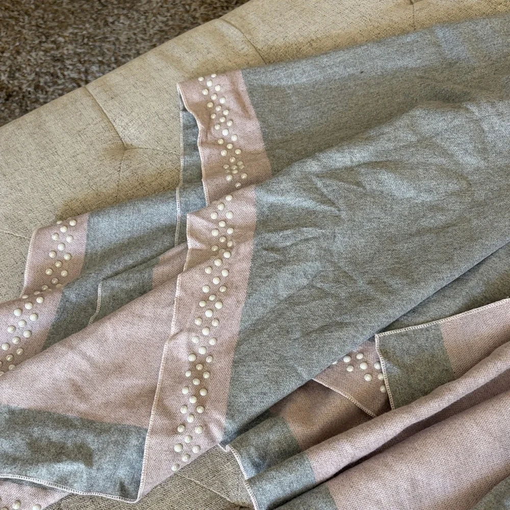 Heather Gray and Blush Stud-Trim Draped Wrap